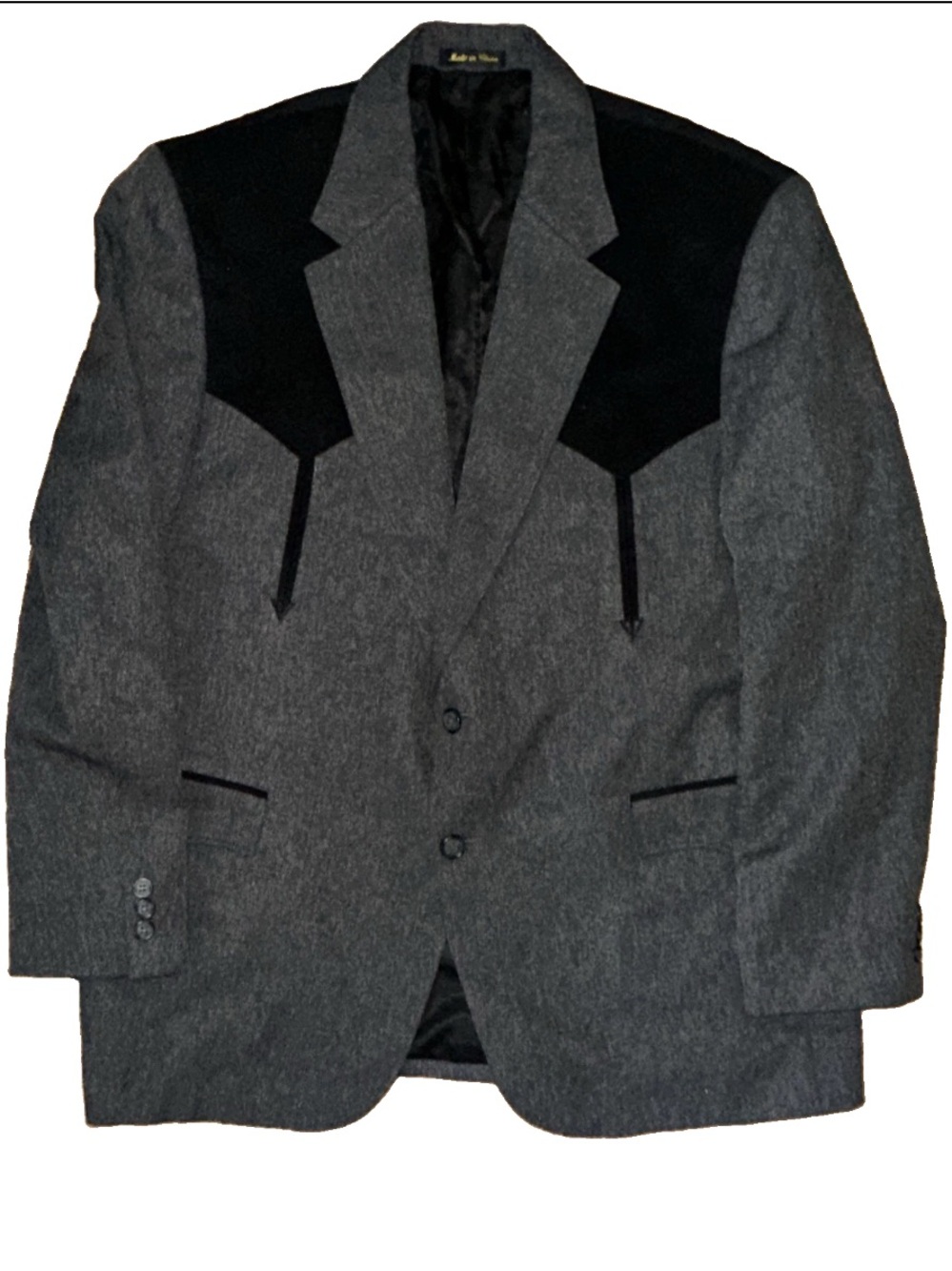 Circle S Blazer Western Sport Coat Black Grey Men Size 46R